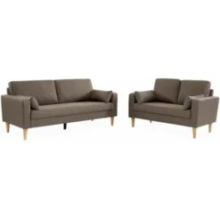 Canapé Bjorn - 3 Places Droit Pieds Bois. Canapé Scandinave Polyester Marron 11 Canapé Bjorn - 3 Places Droit Pieds Bois. Canapé Scandinave Polyester Marron -VIDAXL || Songmics Soldes 72846093 5