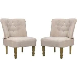 Chaises En Style Français Lot De 2 Crème Tissu VidaXL