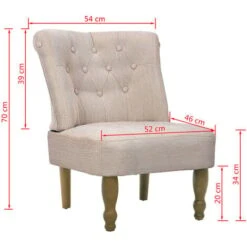 Chaises En Style Français Lot De 2 Crème Tissu VidaXL -VIDAXL || Songmics Soldes 733001 3