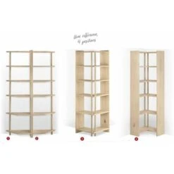 Etagère D'angle En Pin Brut Gala 4 Tablettes -VIDAXL || Songmics Soldes 7452898 4