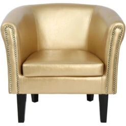 MIADOMODO® Fauteuil Chesterfield - En Simili Cuir Et Bois, Avec Éléments Décoratifs En Cuivre, 58 X 71 X 70 Cm, Doré - Chaise, Cabriolet, Meuble De Salon -VIDAXL || Songmics Soldes 74549581 2