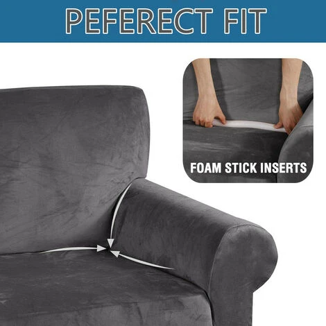 Housse De Canapé Extensible Protection De Canapé Universelle En Polyster Gris 3 Places 5 Housse De Canapé Extensible Protection De Canapé Universelle En Polyster Gris 3 Places – Image 3