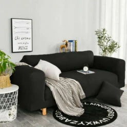 Housse De Canapé Extensible Protection De Canapé Universelle En Polyster Noir 3 Places -VIDAXL || Songmics Soldes 74745492 4