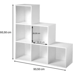 Meuble 6 Cases En Escalier - Casâme - Blanc -VIDAXL || Songmics Soldes 74893700 4