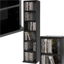 Étagère Colonne Meuble De Rangement 6 Compartiments 90x21x20cm - Etagere Pour CD, Meuble Pour CD, Meuble Range Pour CD