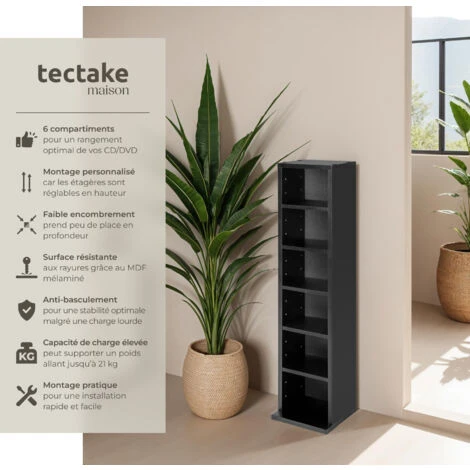 Étagère Colonne Meuble De Rangement 6 Compartiments 90x21x20cm - Etagere Pour CD, Meuble Pour CD, Meuble Range Pour CD 4 Étagère Colonne Meuble De Rangement 6 Compartiments 90x21x20cm - Etagere Pour CD, Meuble Pour CD, Meuble Range Pour CD – Image 2