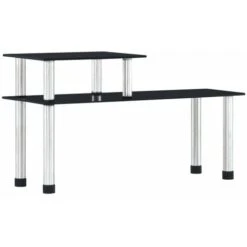 Étagère De Cuisine | Meuble De Rangement Meuble Étagère Noir 45x16x26 Cm Verre Trempé 82231