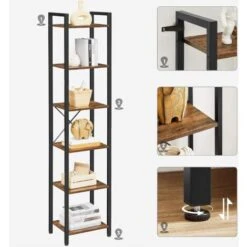 VASAGLE Bibliothèque 6 Niveaux, Étagère Livres, Meuble De Rangement Ouvert, Pour Bureau, Salon, Chambre, 40 X 30 X 187,5 Cm, Marron Rustique Et Noir Par SONGMICS LLS101B01 -VIDAXL || Songmics Soldes 75178636 4