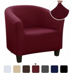 Housse De Fauteuil Cabriolet Extensible,Facile à Installer Et à Laver, Housse De Chaise Avec Accoudoirs Couverture De Fauteuil Chesterfield Pour Comptoir Bar Salon Salle De Réunion,Vin Rouge -VIDAXL || Songmics Soldes 75243718 2