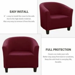 Housse De Fauteuil Cabriolet Extensible,Facile à Installer Et à Laver, Housse De Chaise Avec Accoudoirs Couverture De Fauteuil Chesterfield Pour Comptoir Bar Salon Salle De Réunion,Vin Rouge -VIDAXL || Songmics Soldes 75243718 3