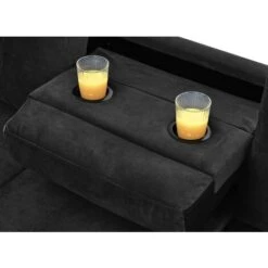 Canapé D'angle Réversible En Velours Noir Avec Pouf ANTALIA -VIDAXL || Songmics Soldes 75336833 5