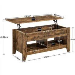 Yaheetech Table De Basse Relevable Avec Plateau Relevable, Table De Salon Fonctionnelle, Table De Salle à Manger, Avec Deux Compartiements Caché, Design Moderne En Bois MDF 104 X 49 X 49/61 Cm Brun -VIDAXL || Songmics Soldes 75357005 2