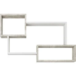 Étagère Murale TRIO 05, étagère Flottante, Bibliothèque, Couleur Béton/blanc -VIDAXL || Songmics Soldes 76479263 3