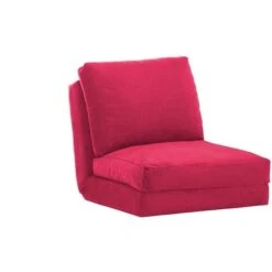 Pouf Convertible 1 Place Joude Velours Fuchsia