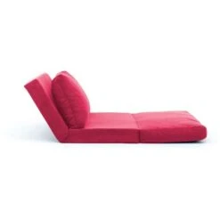 Pouf Convertible 1 Place Joude Velours Fuchsia -VIDAXL || Songmics Soldes 76662357 4