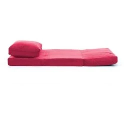 Pouf Convertible 1 Place Joude Velours Fuchsia -VIDAXL || Songmics Soldes 76662357 5