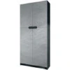 Vladon Armoire De Bureau Haute Rangement Logan Noir - Haute Brillance & Tons Naturels - Façades En Scratchy Metal