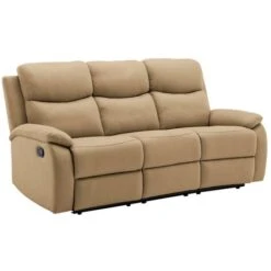 Canapé Relax En Tissu Marron 3 Places JACOB -VIDAXL || Songmics Soldes 78331892 2