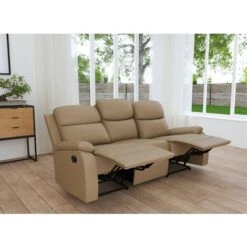 Canapé Relax En Tissu Marron 3 Places JACOB -VIDAXL || Songmics Soldes 78331892 3