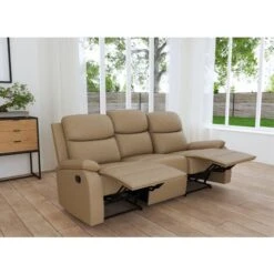 Canapé Relax En Tissu Marron 3 Places JACOB -VIDAXL || Songmics Soldes 78331892 4
