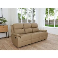 Canapé Relax En Tissu Marron 3 Places JACOB -VIDAXL || Songmics Soldes 78331892 5
