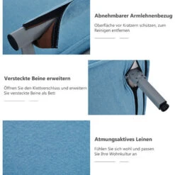 Fauteuil-lit Convertible, Dossier Inclinable à 6 Positions, Fauteuil Pliant Avec Coussin, Siège Rembourré, Canapé De Loisirs Pour La Maison, Le Bureau -VIDAXL || Songmics Soldes 78887737 4