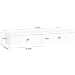 Meuble D’entrée De Rangement, Étagère Murale 2 Tiroirs, Armoire à Clés, Porte-clés L63,5xP13,5xH10cm -Blanc SoBuy® FRG43-W -VIDAXL || Songmics Soldes 7927863 3