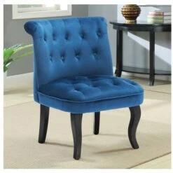 Fauteuil Crapaud MELOSIA - Velours Bleu Nuit -VIDAXL || Songmics Soldes 79359612 4