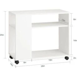 Bout De Canapé Table Café Roulante Avec 2 étagères De Rangement, 2 Niveaux Bibliothèque à Roulettes FBT34-W SoBuy® -VIDAXL || Songmics Soldes 8039427 3