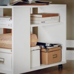 Bout De Canapé Table Café Roulante Avec 2 étagères De Rangement, 2 Niveaux Bibliothèque à Roulettes FBT34-W SoBuy® -VIDAXL || Songmics Soldes 8039427 4