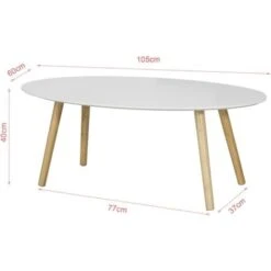 Table Basse Ovale Table D’appoint Design Moderne Table De Salon En Bois FBT61-W SoBuy® -VIDAXL || Songmics Soldes 8039437 3
