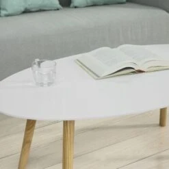 Table Basse Ovale Table D’appoint Design Moderne Table De Salon En Bois FBT61-W SoBuy® -VIDAXL || Songmics Soldes 8039437 5
