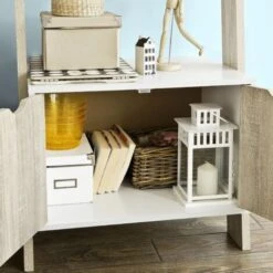 Bibliothèque Étagère De Rangement 4 étagères Avec 1 Armoire Modern – L65xP40xH179cm FRG110-WN SoBuy® -VIDAXL || Songmics Soldes 8039451 4