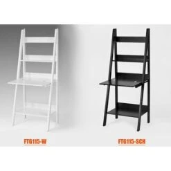 Bureau Table étagère Murale Style échelle De 3 Tablettes, 1 Plan De Travail Rabatable Et 1 Memo Board -Blanc FRG115-W SoBuy® -VIDAXL || Songmics Soldes 8039454 5