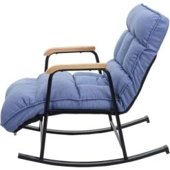 Fauteuil à Bascule Relaxation Fonction Inclinable En Métal Et Tissu/textile Bleu -VIDAXL || Songmics Soldes 80394778 3