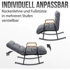 Fauteuil à Bascule Relaxation Fonction Inclinable En Métal Et Tissu/textile Bleu -VIDAXL || Songmics Soldes 80394778 4