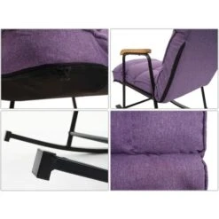 Fauteuil à Bascule Relaxation Fonction Inclinable En Métal Et Tissu/textile Violet-lilas -VIDAXL || Songmics Soldes 80394812 4