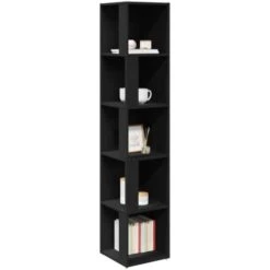 Armoire D'angle Bibliothèque | Armoire De Rangement Noir 33x33x164,5 Cm Aggloméré 59708 -VIDAXL || Songmics Soldes 80857874 4