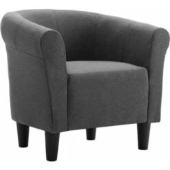 Fauteuil Et Tabouret Gris Foncé Tissu,design élégant,pour Salon -VIDAXL || Songmics Soldes 81202471 4