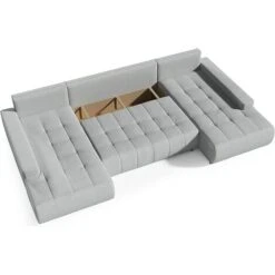 BELUTI - Canapé D'angle Panoramique En U Convertible. Tissu Design. Lit + Coffre De Rangement (Noir) 9 BELUTI - Canapé D'angle Panoramique En U Convertible. Tissu Design. Lit + Coffre De Rangement (Noir) -VIDAXL || Songmics Soldes 81210002 4