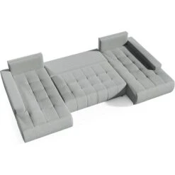 BELUTI - Canapé D'angle Panoramique En U Convertible. Tissu Design. Lit + Coffre De Rangement (Gris Foncé) -VIDAXL || Songmics Soldes 81210009 3