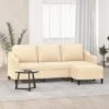 Canapé Fixe 3 Places | Canapé Scandinave Sofa Avec Repose-pieds Crème 180 Cm Tissu 90178 -VIDAXL || Songmics Soldes 81217006 1