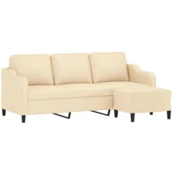 Canapé Fixe 3 Places | Canapé Scandinave Sofa Avec Repose-pieds Crème 180 Cm Tissu 90178 -VIDAXL || Songmics Soldes 81217006 3