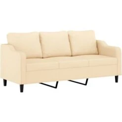 Canapé Fixe 3 Places | Canapé Scandinave Sofa Avec Repose-pieds Crème 180 Cm Tissu 90178 -VIDAXL || Songmics Soldes 81217006 4