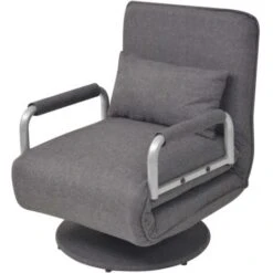 Fauteuil Pivotant Et Canapé-lit Gris Foncé Tissu VidaXL