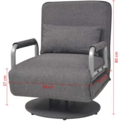 Fauteuil Pivotant Et Canapé-lit Gris Foncé Tissu VidaXL -VIDAXL || Songmics Soldes 8171611 3