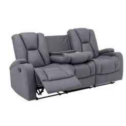 Canapé 3 Places Relax En Tissu Microfibre Gris CLARENCE