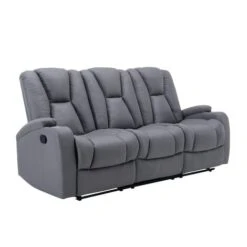 Canapé 3 Places Relax En Tissu Microfibre Gris CLARENCE -VIDAXL || Songmics Soldes 83651979 3