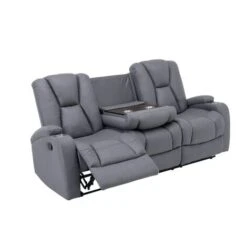 Canapé 3 Places Relax En Tissu Microfibre Gris CLARENCE -VIDAXL || Songmics Soldes 83651979 5