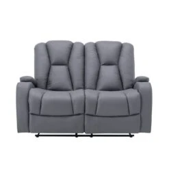 Canapé 2 Places Relax En Tissu Microfibre Gris CLARENCE -VIDAXL || Songmics Soldes 83651984 4